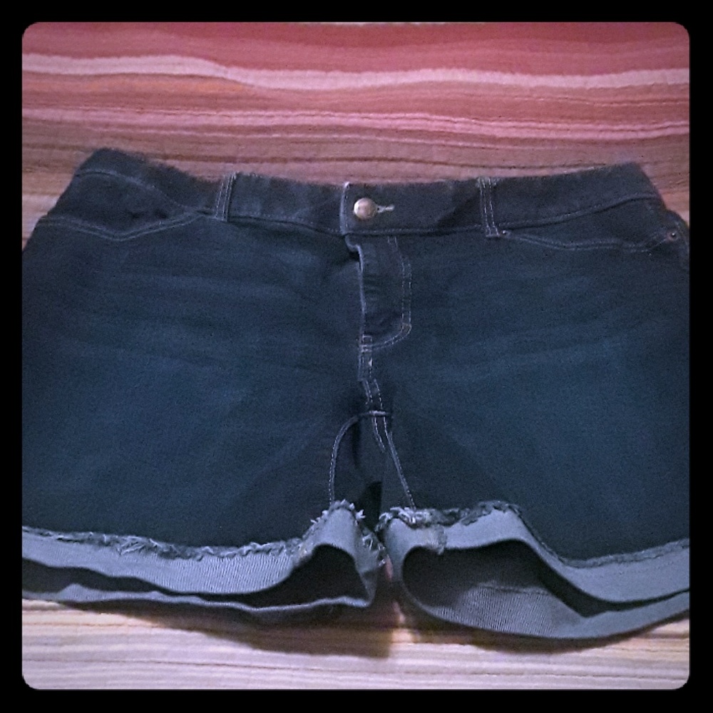 Dark Wash Denim Midi Shorts